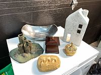 Group shot of all six items on surface