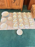 Overall layout of plates, cups and saucers
