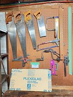 Overall view of all tools on pegboard