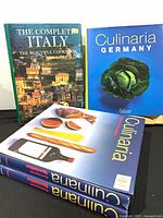 Front view showing three titles and thickness