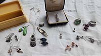 All jewellery pieces laid out including box