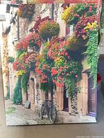 Full view of the cobblestone street scene canvas print