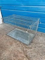 Overall view of wire dog crate showing size and construction