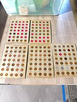 All five Lincoln penny boards laid out