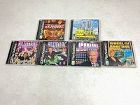 All six PlayStation games laid out on table