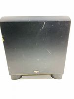 Front view of Klipsch KSW-12 subwoofer showing cabinet and logo