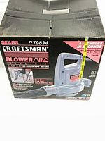 Box of Sears Craftsman blower/vac model 7179834 showing specifications
