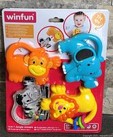 Front of sealed Winfun 4-in-1 Jungle Joiners showing four animal pieces