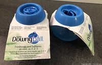 Two packaged blue Ultra Downy Balls front view