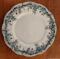Front view of green transfer printed semi-porcelain plate