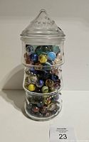 Jar assembled and filled with marbles