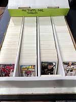 Full box showing two rows of 1992 Topps NHL singles