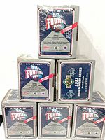 Front view of six stacked sealed 1991 Upper Deck NFL Football card boxes
