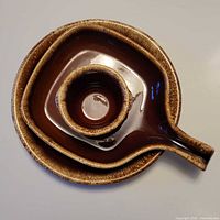 Top view showing three nested brown drip pieces