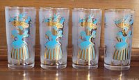 Four Libbey Calypso Collins glasses side by side showing full design