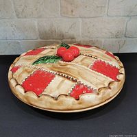 Top view showing lattice cherry pie lid detail