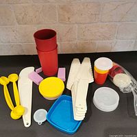 Overview of all Tupperware items laid out