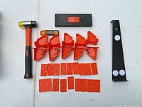 Full lot layout showing mallet, spacers, shims, blade cartridge, storage case and bracket