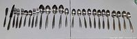Full layout of all 27 flatware pieces in one row