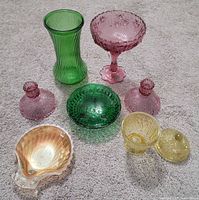 Group shot of all eight colored glass pieces