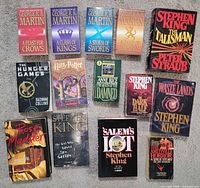 Overhead view of all 14 fiction books