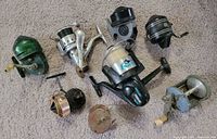 Overview of all eight reels on carpet