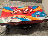 Front view of Scrabble box