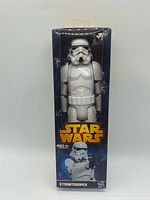 Front of boxed 12-inch Stormtrooper figure