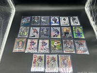 Full layout of 19 sleeved rookie cards