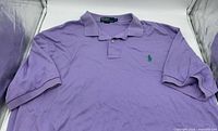 Full view of purple Ralph Lauren polo shirt
