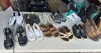 All twelve pairs lined on table
