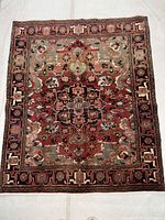 Full view of Heriz rug showing complete pattern and borders