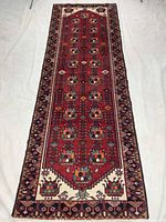 Full overhead view of entire runner rug showing design and proportions