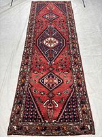 Full view of the Zanjan runner rug showing design and dimensions