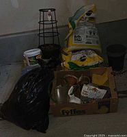 Group shot of all items on garage floor