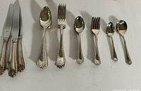 All 28 pieces spread out showing pattern detail and utensil types