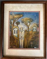 Full view of framed Joyce Roybal print in wood frame with mat