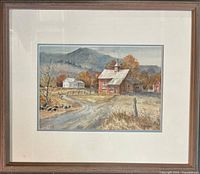 Full view of framed watercolour showing entire artwork and frame