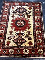 Full view of the Persian wool rug showing entire design and colors