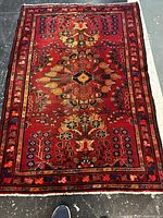 Full view of Persian Mahal wool rug showing entire pattern and fringe