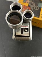 Front view showing three-lens turret and Brownie badge