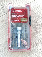 Front view of sealed Husky 28-piece ratcheting screwdriver set
