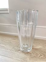 full view of clear faceted 12" glass vase