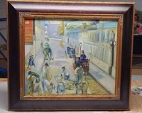 Front view of framed oil painting