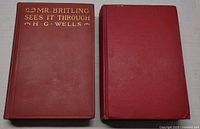 Front covers of two red cloth H. G. Wells hardcovers