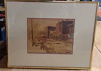 Front view of framed print showing art, mat, frame