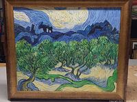 Front view of framed canvas painting