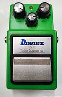 Top view of Ibanez TS9 Tube Screamer showing knobs and footswitch