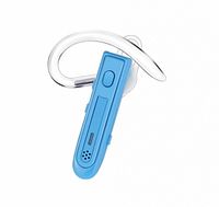 Blue Bluetooth ear headset with clear earhook