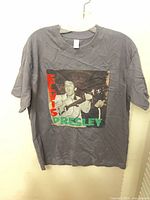 Full front view of gray Elvis Presley T-shirt showing graphic and overall condition